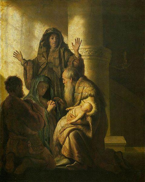 REMBRANDT Harmenszoon van Rijn Simeon and Anna Recognize the Lord in Jesus oil painting picture